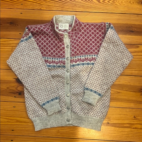 Vintage Nordic Nomad Granny Fair Isle Knit button Cardigan Sweater Vermont S/M - Picture 2 of 4